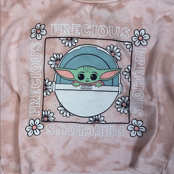 Star Wars Tie Dye Pink Loungewear Set - Top 4/5, Bottom 6/6X Baby Yoda PRECIOUS - Picture 4 of 8